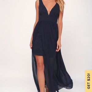 Lulu’s Make Way for Wonderful Navy Lace Maxi Dress